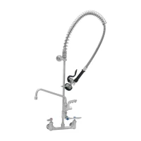 ULTRARINSE SS PRU w/ 8" Wall Mount Mixing Faucet, Quarter-Turn Cerama Cartridges w/ Check Valves, Levers, ADF w/ 12" Swing Nozzle, 10" 1.5 GPM Sprayer Arm, 1.15 GPM Spray Valve & 1/2" Female NPT Inlets