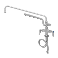 EverSteel ULTRARINSE Single Hole Deck Mount Mixing Faucet, 18" Swing Nozzle, 16" 1.5 GPM Sprayer Arm, Quarter-Turn Eterna Cartridges w/ Spring Checks, Lever Handles & 18" Stainless Steel Flexible Inlets