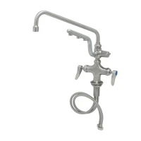 EverSteel ULTRARINSE Single Hole Deck Mount Mixing Faucet, 12" Swing Nozzle,  10" 1.5 GPM Sprayer Arm, Quarter-Turn Cerama Cartridge w/ Check Valves, Lever Handles & 18" Stainless Steel Flexible Inlets