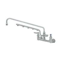 ULTRARINSE SS 8" Wall Mount Mixing Faucet, SS 18" Swing Nozzle, SS 16" 1.5 GPM Sprayer Arm, SS Quarter-Turn Eterna Cartridge w/ Spring Check, SS Lever Handles & SS 1/2" NPT Female Inlets